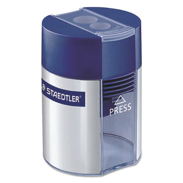 Staedtler® Handheld Manual Double-hole Plastic Sharpener, 1.57 X 1.65 X 2.2, Blue-silver, 6-box freeshipping - TVN Wholesale